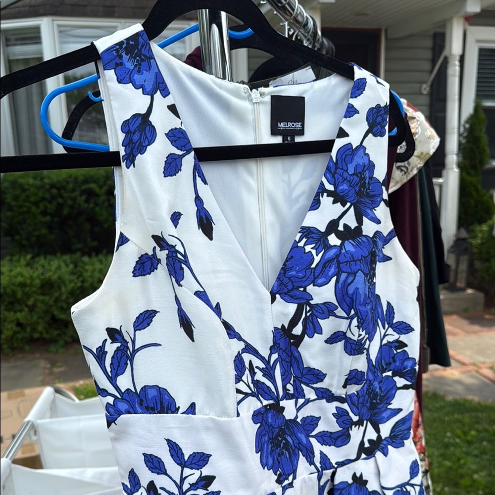 Melrose and Market Blue and White V-Neck Sundress
